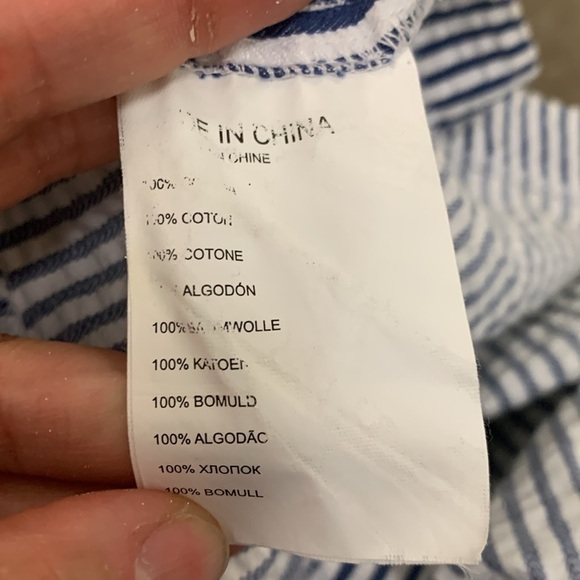 Club Monaco Blue and White seersucker button front midi skirt - Picture 4 of 4